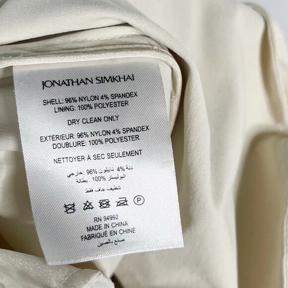 Jonathan Simkhai 0 Cream Rayley Cutout Crepe Jumpsuit Stretch Button Open Back - Picture 12 of 15